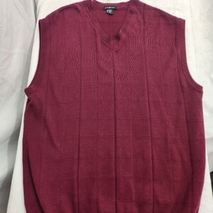 Cotton Traders Men's Jumper Sweater Vest 4XLT Maroon Red Golf Formal Design Knit